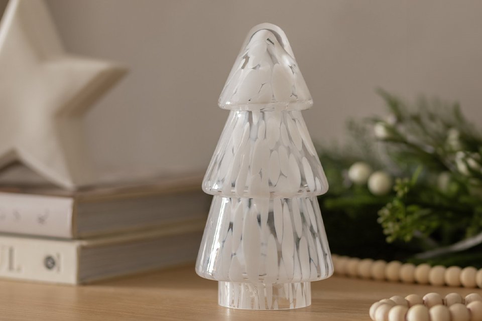 Habitat confetti glass tree white ornament.